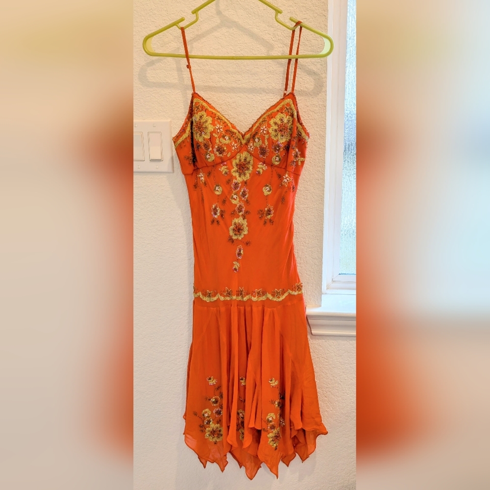 Orange Floral Dress 100% silk dress from Sue Wong's Nocturne collection